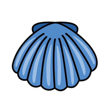 recommend clip art: Seashell clipart vector clipart element isolated on white background. Shell. Colorful sea underwater illustration. Aquarium icon. Blue color.