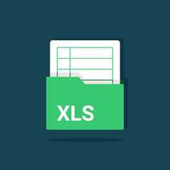 Vector of Speadsheet icon. XLS,or XLSX file format icon combine with folder icon. digital worksheet.
