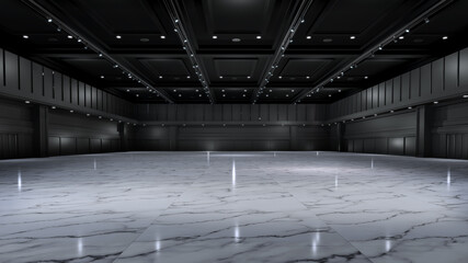 Empty convention hall center. backdrop for convention stands.3d render.