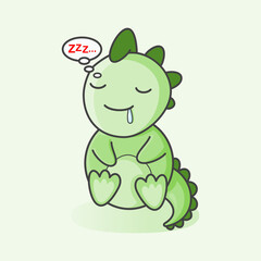 Little dino was fast asleep, vector illustration.