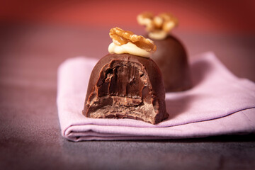 chocolate truffle with nuts.