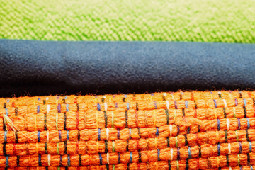 Colorful fabric close-up. Macro photography.