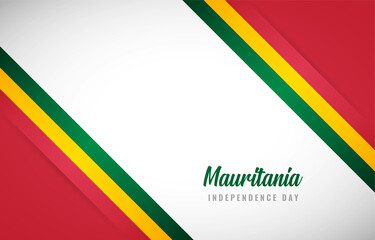 Happy Independence day of Mauritania with Creative Mauritania national country flag greeting background