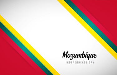 Happy Independence day of Mozambique with Creative Mozambique national country flag greeting background