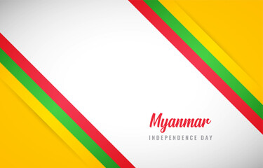 Happy Independence day of Myanmar with Creative Myanmar national country flag greeting background