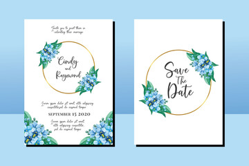 Wedding invitation frame set, floral watercolor hand drawn Orchid Flower design Invitation Card Template