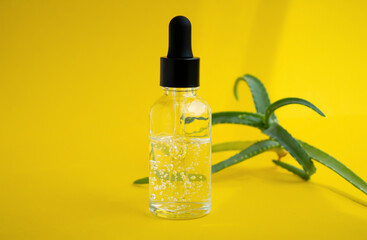 Aloe-scented oil. Cosmetic serum with aloe extract.