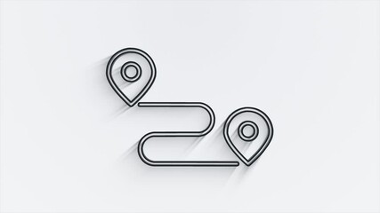 Map navigation line shadow icon isolated on white background. Outline web icon. Motion graphics.