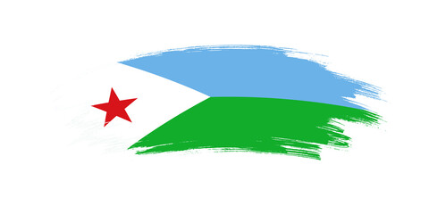 Artistic grunge brush flag of Djibouti isolated on white background