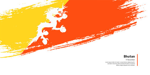 Creative hand drawing brush flag of Bhutan country for special national day