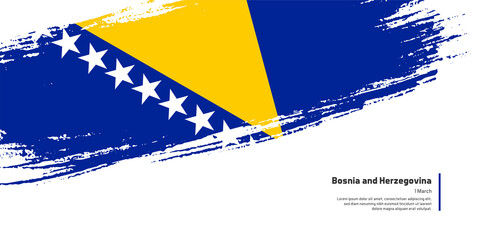 Creative hand drawing brush flag of Bosnia and Herzegovina country for special independence day