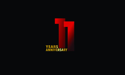 Obraz premium 11 year anniversary red color, minimalist logo years, jubilee, greeting card. invitation on Grey background - Vector