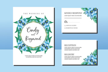 Fototapeta na wymiar Wedding invitation frame set, floral watercolor hand drawn Orchid Flower design Invitation Card Template