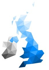 Polygonal United Kingdom vector world map on white background.