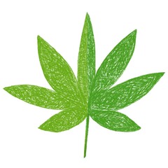Cannabis leaf. Crayons style.