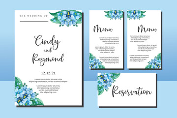 Wedding invitation frame set, floral watercolor hand drawn Orchid Flower design Invitation Card Template