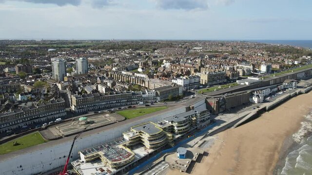 New building development on Ramsgate Seafront Aerial footage 4K.