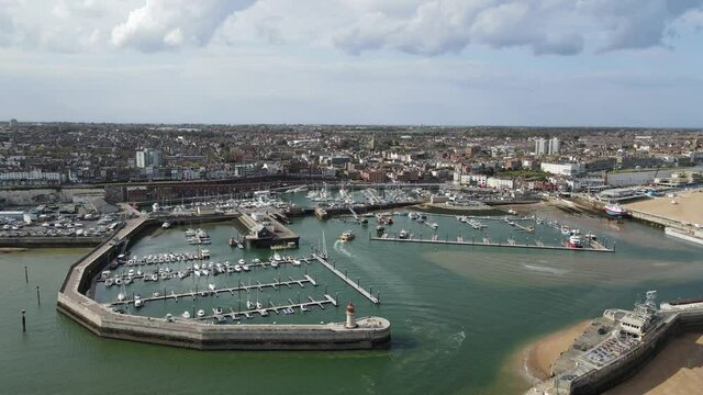 Ramsgate Harbour  kent UK aerial pan  4k footage