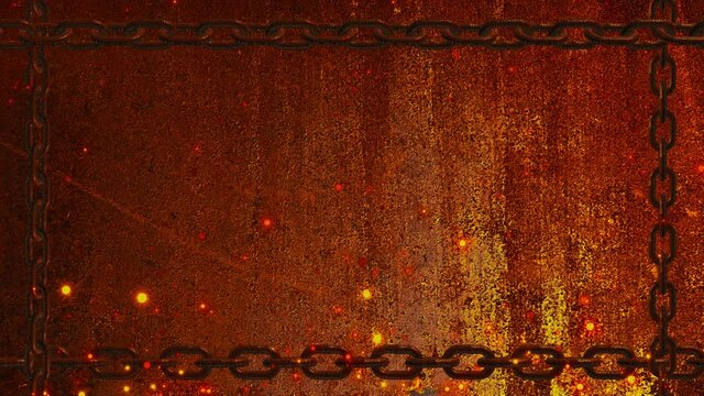 rusty chain with spark ember particle background loop animation