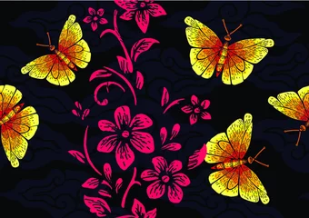Fotobehang Indonesian batik motifs with very distinctive patterns. exclusive backgrounds. Vector Eps 10 © Niyaska