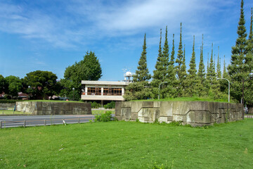 渋谷区外苑前の銀杏並木にある石垣