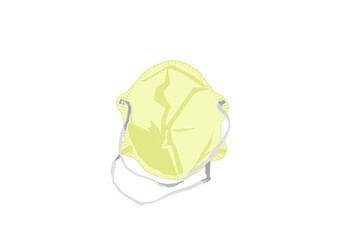 Yellow Face Mask design. Medical devices. Cover of nose and mouth.
