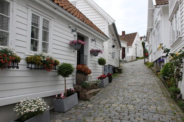Fototapeta na wymiar Street scene in the town of Stavanger, Norway.
