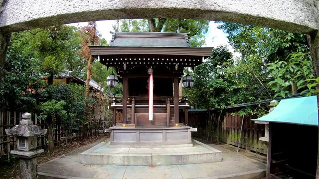 Hettsuisha small shrine on the territory of Kitano Tenmangu shrine. Kyoto. Japan