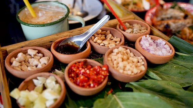 Miang kham - A royal leaf wrap appetizer.