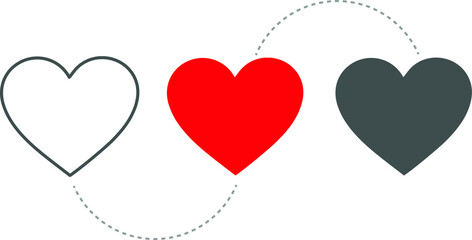 Collection of heart, set of love symbols,Dashed line icon,love symbol,illustrations,vector
