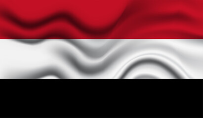 Abstract waving flag of Yemen with curved fabric background. Creative realistic waving flag of Yemen vector background