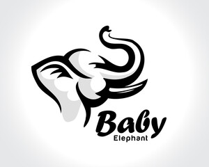 head elephant style drawing art logo design template illustration