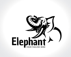 elephant drawing art logo design illustration