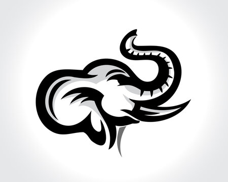 elephant head drawing art logo design illustration