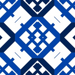 Obraz premium Seamless blue pattern. Blue and white geometric design background