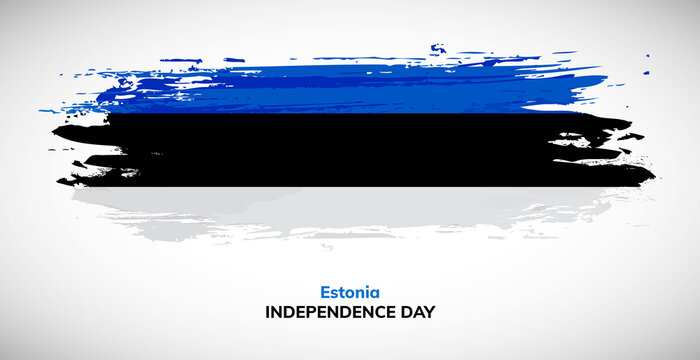 Happy independence day of Estonia. Brush flag of Estonia vector illustration. Abstract watercolor national flag background