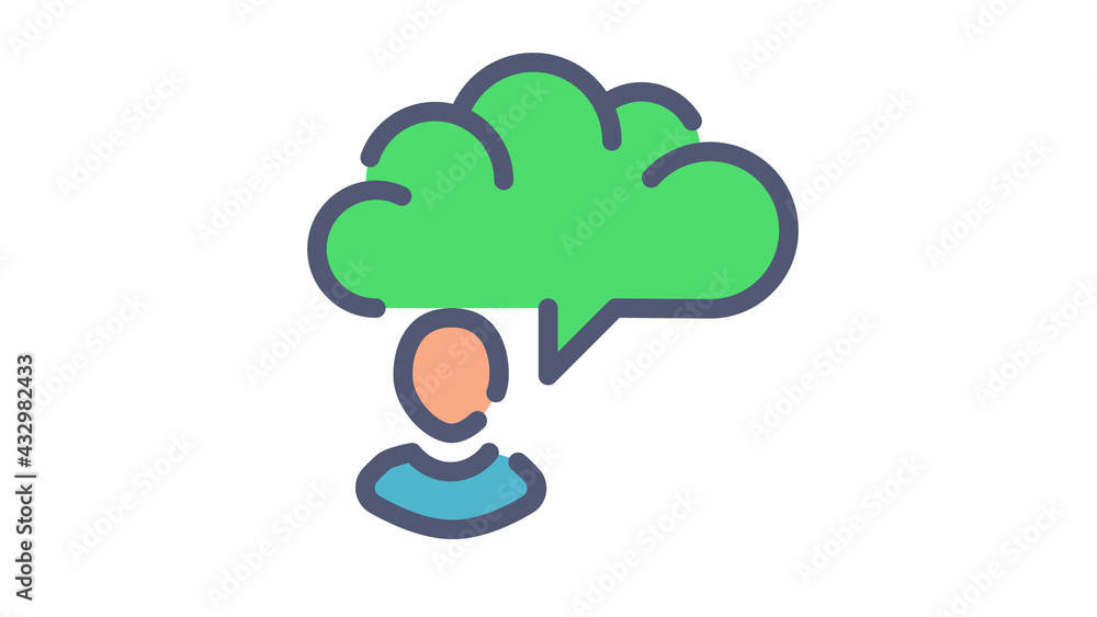 Poster chart imagine thought single isolated icon with flat dash or dashed style