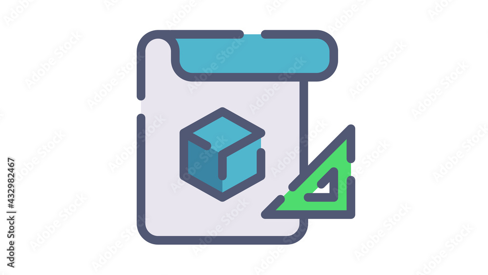 Poster blueprint concept plan single isolated icon with flat dash or dashed style
