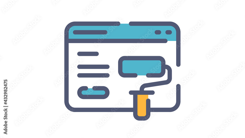 Aufkleber landing page design single isolated icon with flat dash or dashed style