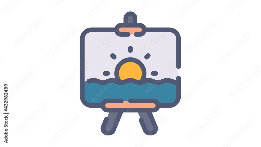 Poster canvas art painting drawing single isolated icon with flat dash or dashed style
