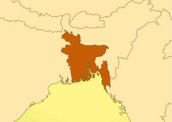 Bangladesh map old vintage asia