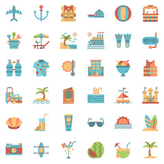 Summer icon Set,Flat Style,Perfect Pixel
