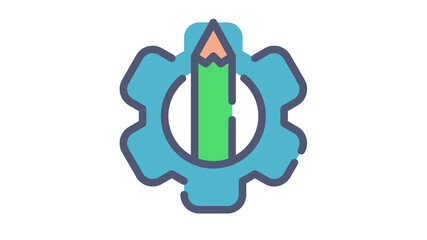 Obraz premium pen gear creativity single isolated icon with flat dash or dashed style