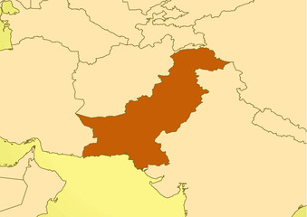 Pakistan map old vintage asia