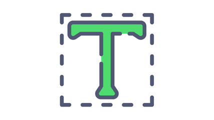 typography text tool single isolated icon with flat dash or dashed style