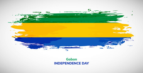 Happy independence day of Gabon. Brush flag of Gabon vector illustration. Abstract watercolor national flag background