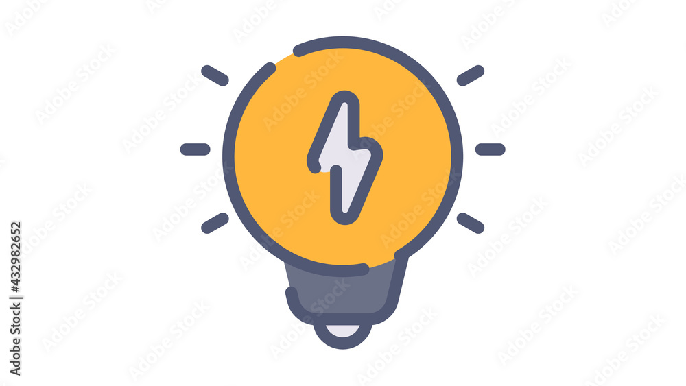 Poster idea light bulb energy single isolated icon with flat dash or dashed style