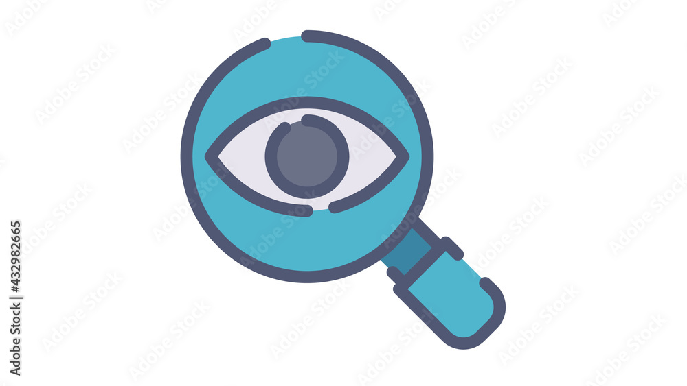 Poster find searching eye single isolated icon with flat dash or dashed style