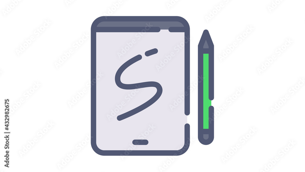 Aufkleber sketchbook tablet drawing single isolated icon with flat dash or dashed style