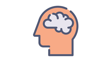 thought imagination brain intellect single isolated icon with flat dash or dashed style